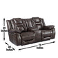 Oportuna - Dual Power Console Loveseat - Dark Brown