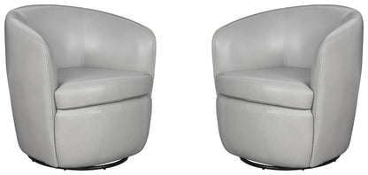 Barolo - 100% Italian Leather Swivel Club Chair (Set of 2)