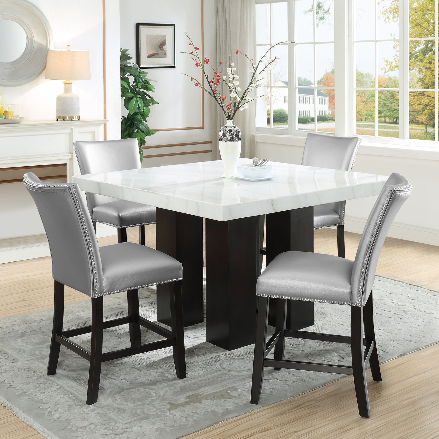 Camila - Square Counter Dining Set - White Top