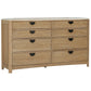 Escape - Bedroom 8 Drawer Dresser And Mirror - Glazed Natural Oak