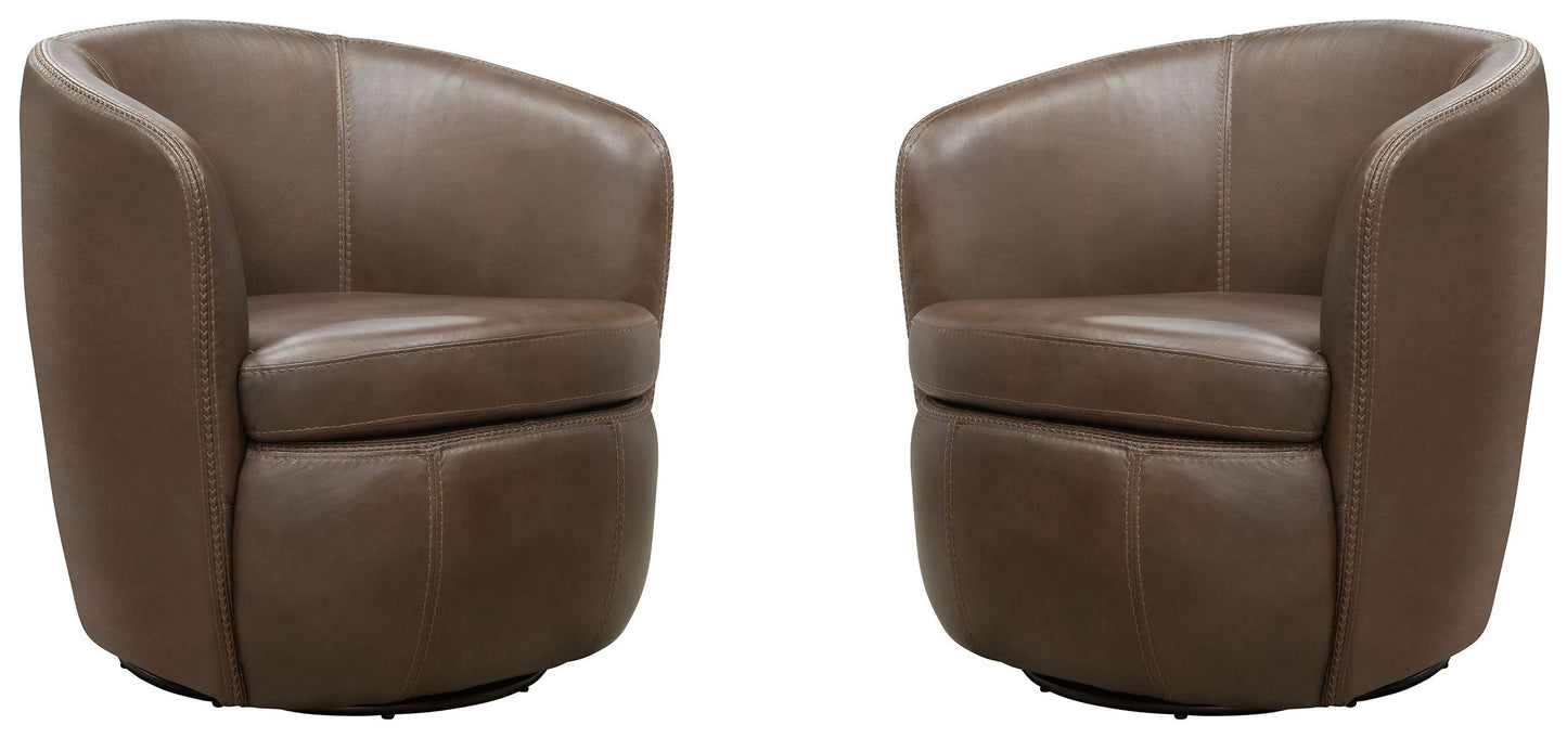 Barolo - 100% Italian Leather Swivel Club Chair (Set of 2)