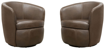 Barolo - 100% Italian Leather Swivel Club Chair (Set of 2)