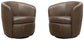 Barolo - 100% Italian Leather Swivel Club Chair (Set of 2)