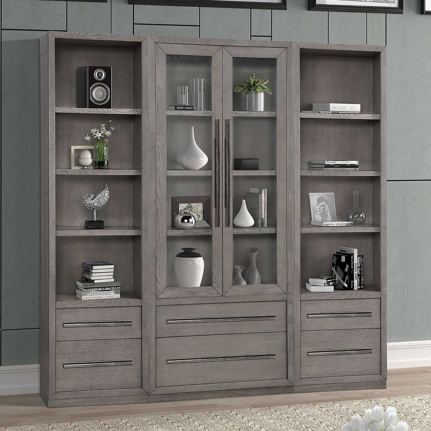 Pure Modern - 3 Piece Modular Library Wall - Moonstone