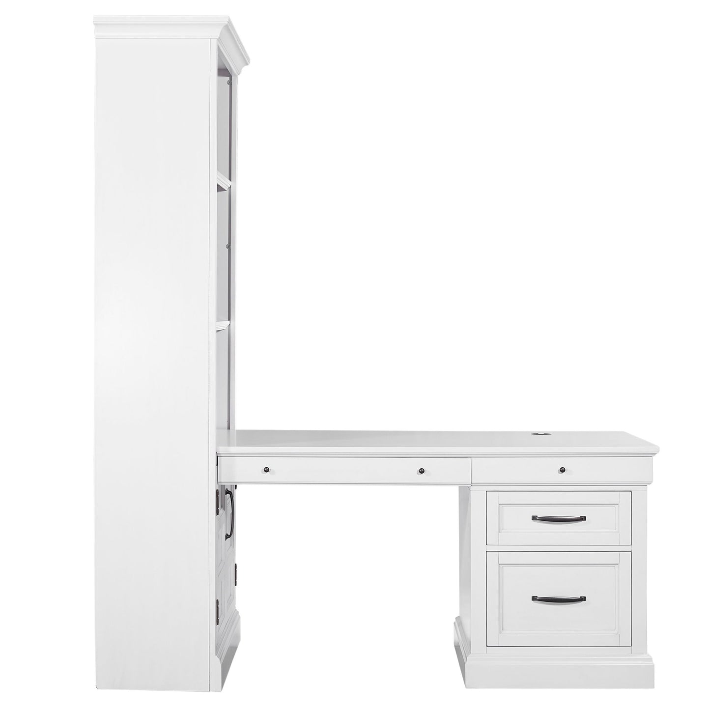 Shoreham - Bookcase With Peninsula Desk - Effortless White