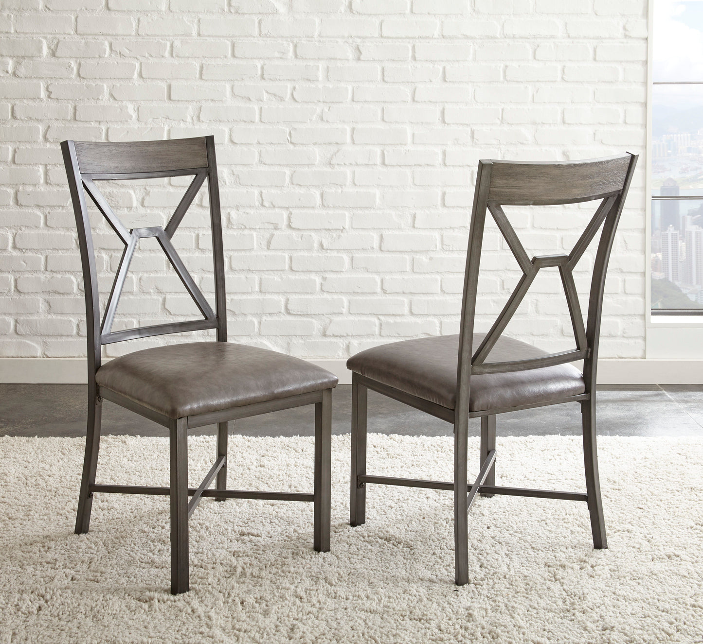 Alamo - PU Side Chair (Set of 2) - Gray