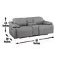 Alpine - Leather Dual Power Console Loveseat - Dark Gray