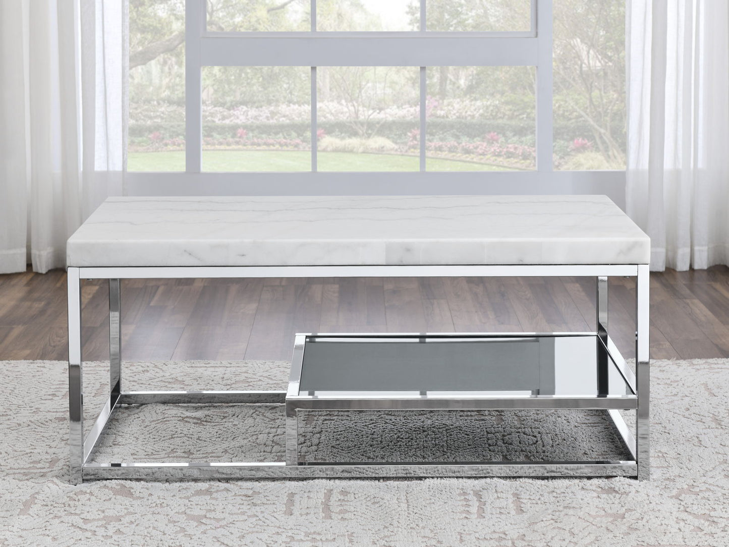 Aston - White Marble Top Coffee Table - White