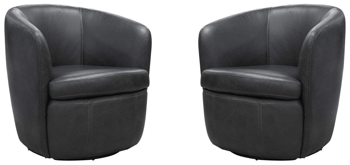 Barolo - 100% Italian Leather Swivel Club Chair (Set of 2)