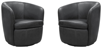 Barolo - 100% Italian Leather Swivel Club Chair (Set of 2)