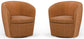 Barolo - 100% Italian Leather Swivel Club Chair (Set of 2)