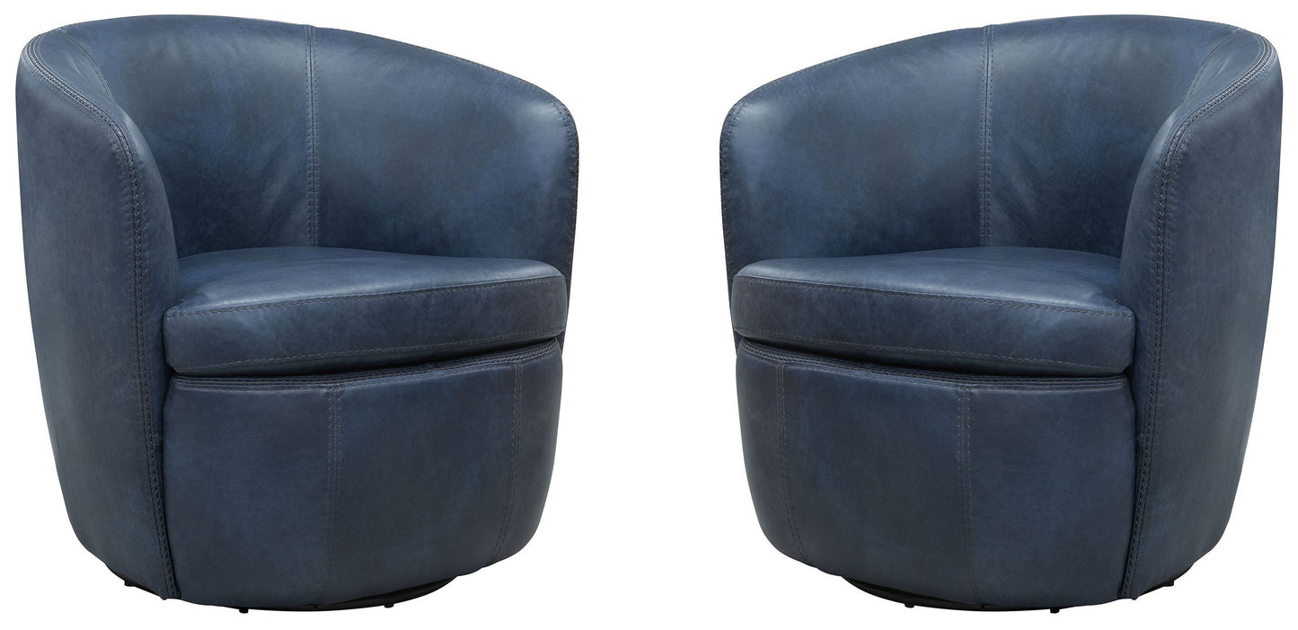 Barolo - 100% Italian Leather Swivel Club Chair (Set of 2)