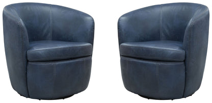 Barolo - 100% Italian Leather Swivel Club Chair (Set of 2)