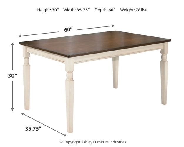 Whitesburg Rectangular Dining Room Table