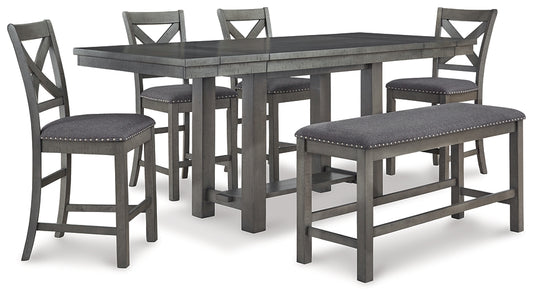 Myshanna Counter Height Dining Table and 4 Barstools and Bench