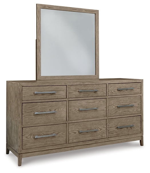 Chrestner California King Panel Bed with Mirrored Dresser