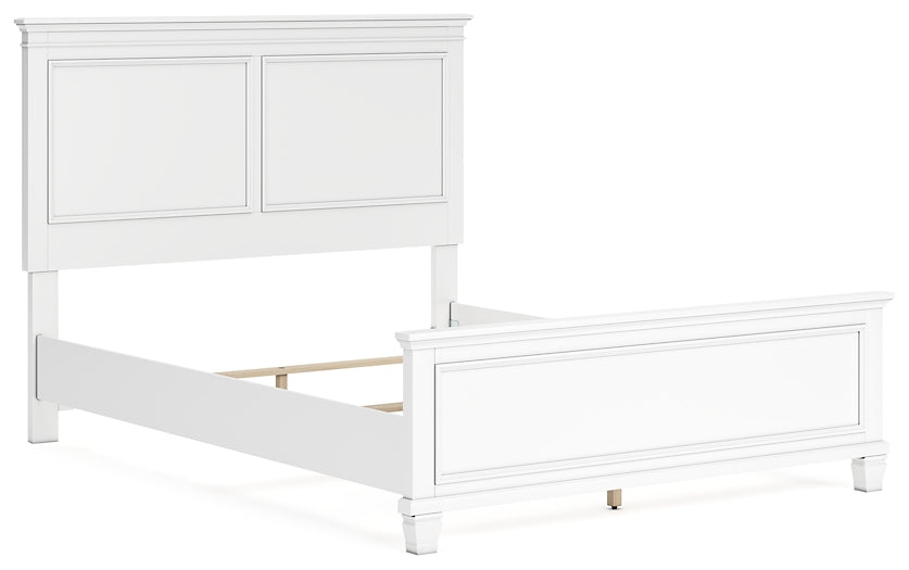 Fortman Queen Panel Bed with Mirrored Dresser and Nightstand