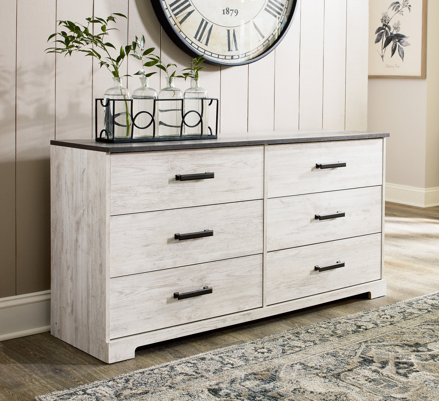 Shawburn Queen Panel Headboard with Dresser and Chest